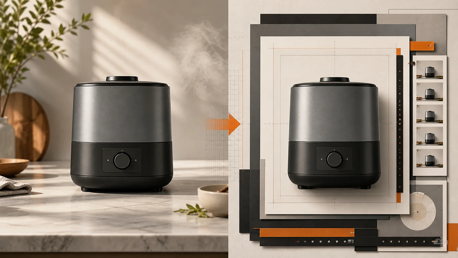 Concept comparison of generative product footage and controlled product motion
